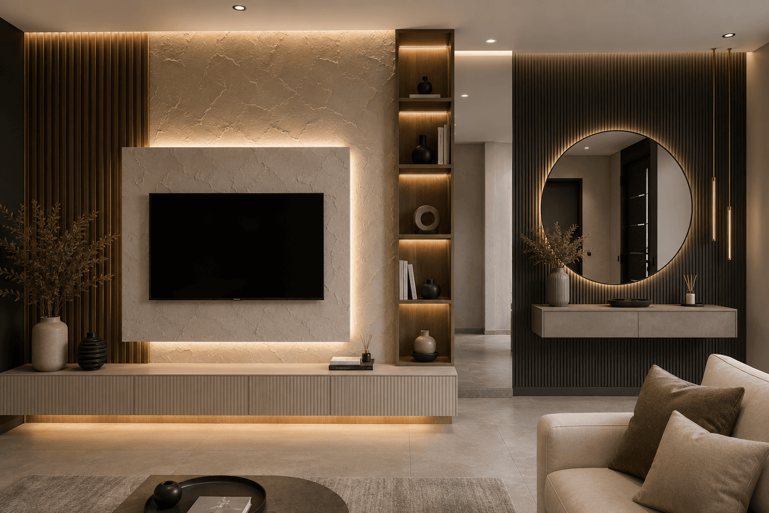 Villa iç mekanda kullanılan dekoratif uygulama